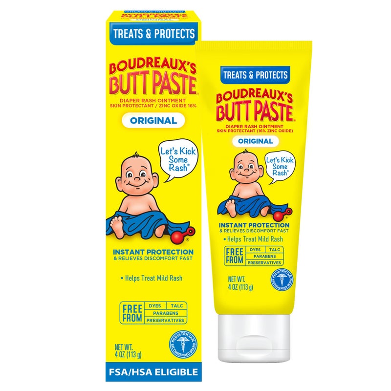 Boudreaux's Butt Paste Boudreaux’s Butt Paste Original Diaper Rash Cream for Baby, Ointment With Zinc Oxide, 4 oz Tube - Image 1